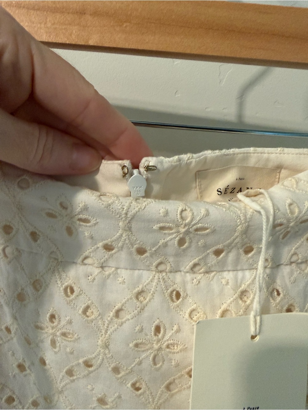 Sezane Cream Eyelet Tiered Mini Skirt NWT - Picture 8 of 10